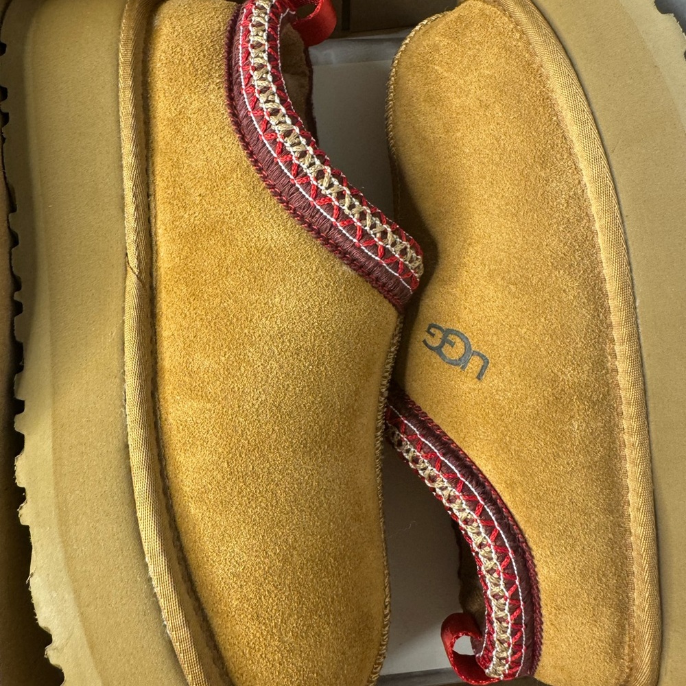 New in Box! Ugg Tazz II Platform Fur Mule Chestnut Size 9 Mule - Picture 13 of 13